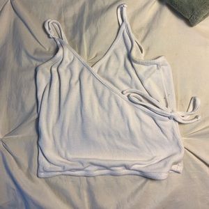 white crosstie crop top
